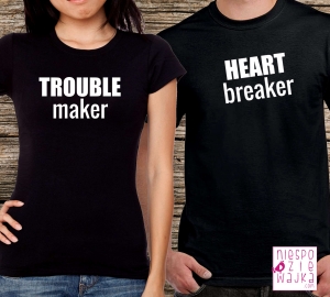 koszulka niespodziewajka trouble maker heart breaker czarne